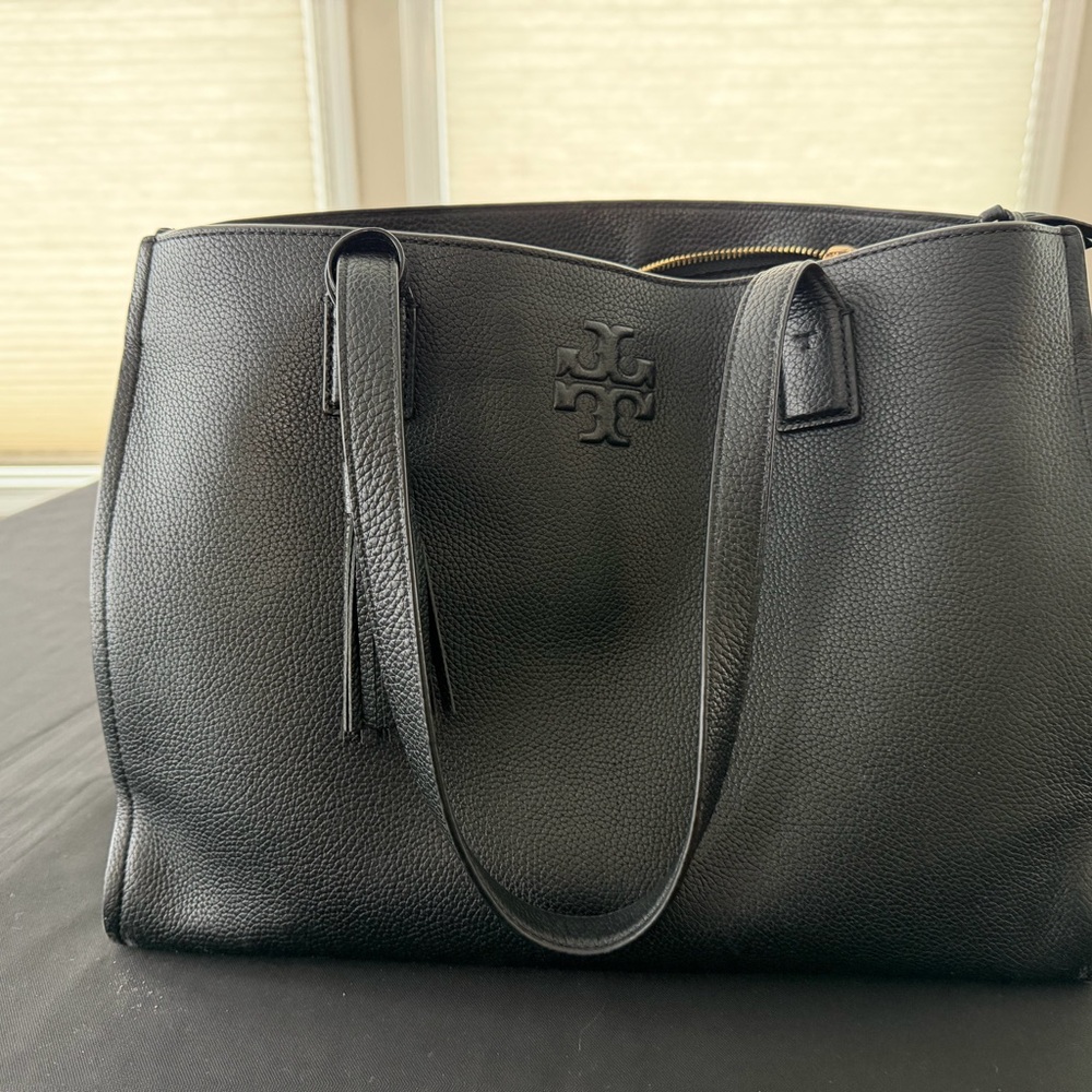 Tory Burch Black Pebbled Leather Tote